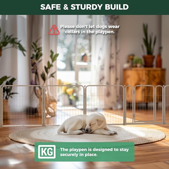 FXW Homeplus Unleashed Indoor Dog Playpen - Stress-Free and Safe Play, Heavy Duty 24 Inch 32 Panels Dog Pen for Puppy and Small Dogs, White│Patented