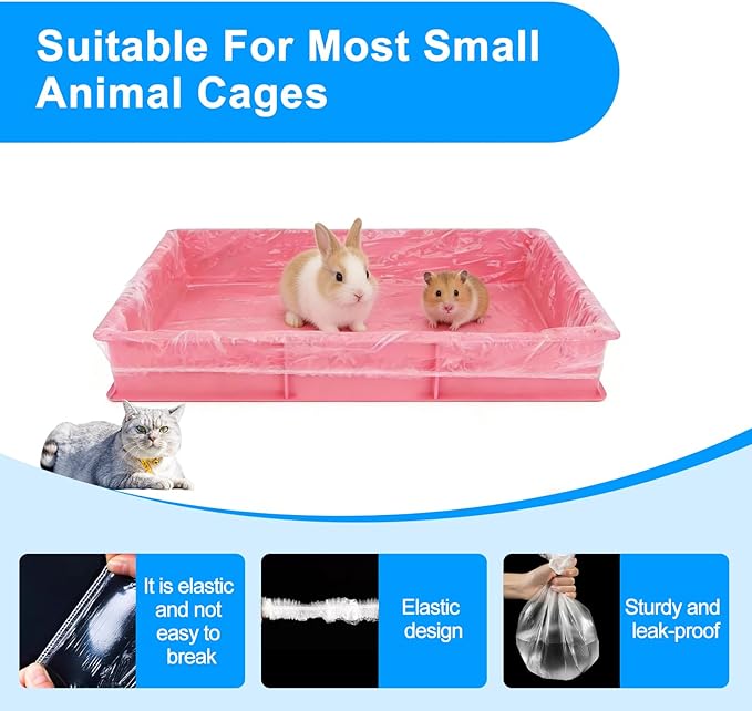 Disposable Cage Liners 50PCS, Plastic Litter Liner Bag for Cage, Cage Toilet Film Cover Litter Liner Bags for Small Animals as Guinea Pig, Hamster, Hedgehog, Bunny, Bird, Rabbit (L(47.2 * 47.2''))