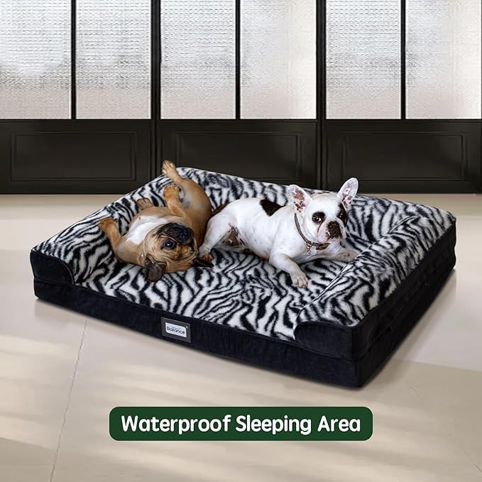 BALANCE Orthopedic Dog Bed for Large Dogs, Comfortable Dog Sofa Beds with Removable Washable Cover & Waterproof Lining, Egg Crate Foam Dogs Couch for Pet Sleeping, Black