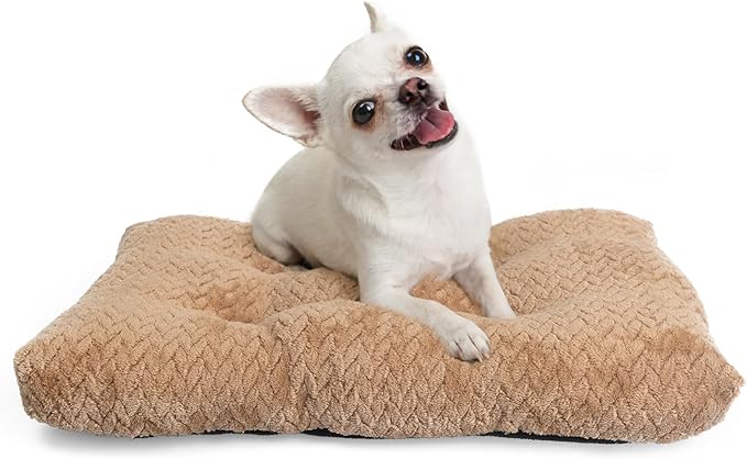 18 inch Dog Crate Bed Dog Mats for Sleeping,Up to 10 lbs Fluffy Khaki Puppy Pad XXS