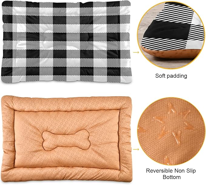 Black White Buffalo Plaid Dog Bed Lumberjack Check Medium Pet Bed Mat Non Slip Cat Beds Pad Mats Soft Dogs Bed Pillows Pets Blanket Cushion