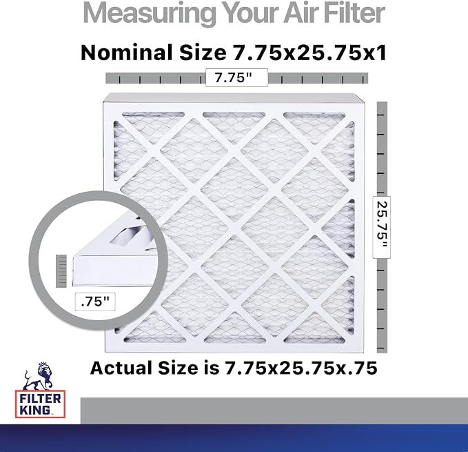 Filter King 7.75x25.75x1 Air Filter | 4-Pack | CARBON MERV 8 HVAC Pleated A/C