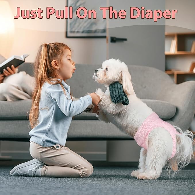 Ambreview Disposable Dog Diapers Female, Just Pull It Up, Doggie Diapers for Female Dogs, Strong Absorbency | Leak Proof, for Dogs in Heat | Elderly | Disabled, M 30 PCS