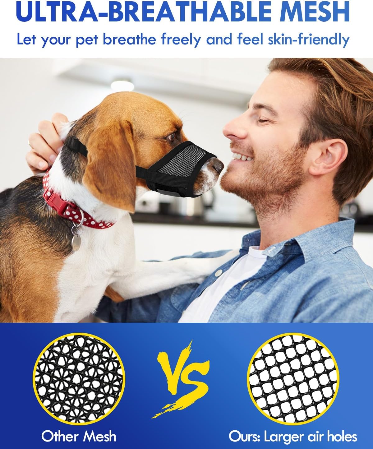 Dog Muzzle, Soft Air Mesh Muzzle for Small Medium Large Dogs Anti Biting Barking Chewing, Breathable Drinkable Adjustable Loop Pets Muzzle for German Shepherd Husky Labrador Retriever (Black,S)