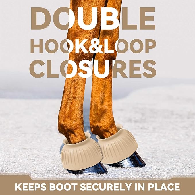 Abbylike Bell Boots for Horses 1 Pair/2 Pair Available, Protect Against Hoof Impact Trauma, Rubber Bell Boots Horse Care for Turnout, No Rub Design Wrap Hook and Loop