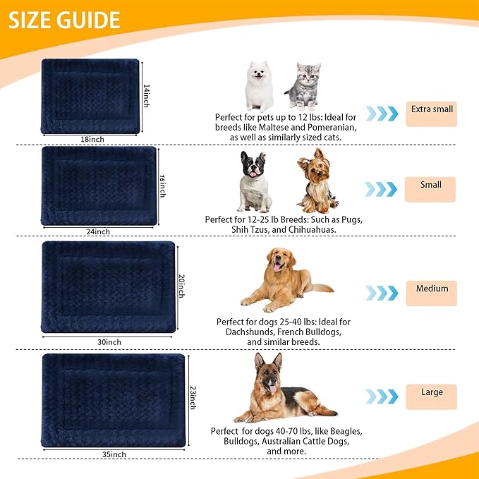 Dog Bed Mat - Reversible Dog Crate Bed Mats, Soft & Breathable Kennel Pad, Durable Crate Bed for Small Medium Large Dogs & Cats