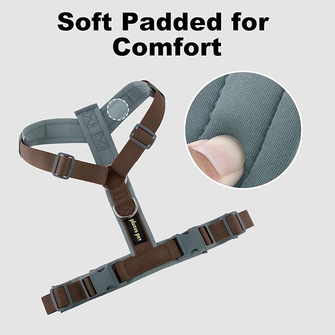 Plutus Pet No Pull Dog Harness, Adjustable Nylon Harness with Soft Padding, Reflective and Heavy Duty Dog Harness for Small, Medium, Large Dogs(Chocolate, M)