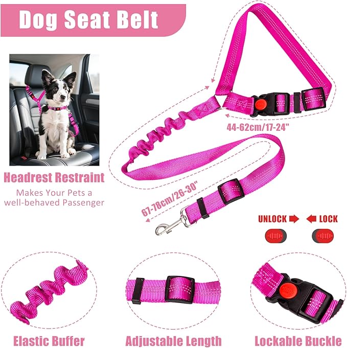 No Pull Dog Harness Adjustable Collar & Leash Set - Dog Halter Harnesses Collapsible Bowls & Poop Bag Dispenser Muzzle ID Tags Toys Fits Small Medium Large Dogs (Pink-M)