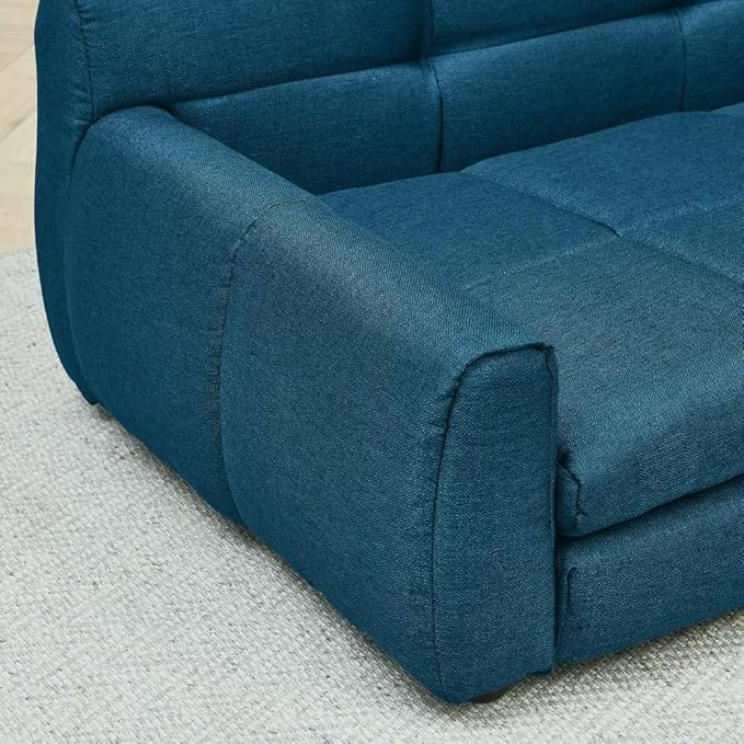 Modern Pet Sofa Bed for Large Dogs Up to 130lbs, Luxurious Living Room Dog Couch with Supportive Backrest and Armrests, Easy-to-Clean Linen Fabric Elevated Pet Furniture