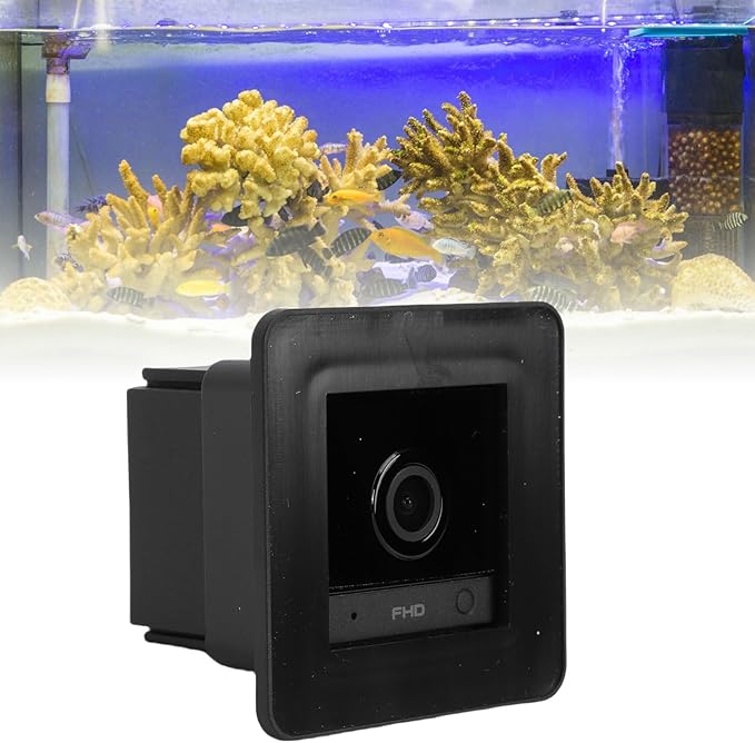 Aquarium Camera, Anti Glare 2K HD Lens with AI Motion & 140 Wide View, Night Vision Compact Cam for Fish Tank and Reptile Terrarium Owners