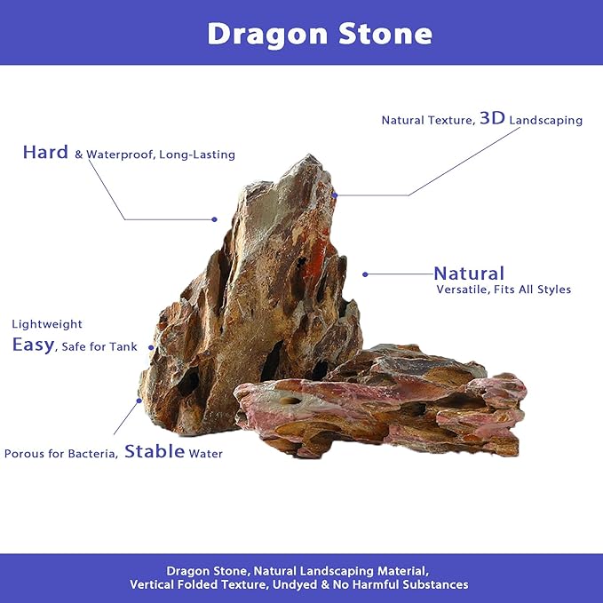 kecilke Natural Stone Aquarium Rocks Dragon Stone Rock 2-6 inches Rocks for Aquariums, Fish Tank Decoration & Landscaping Models-10LB