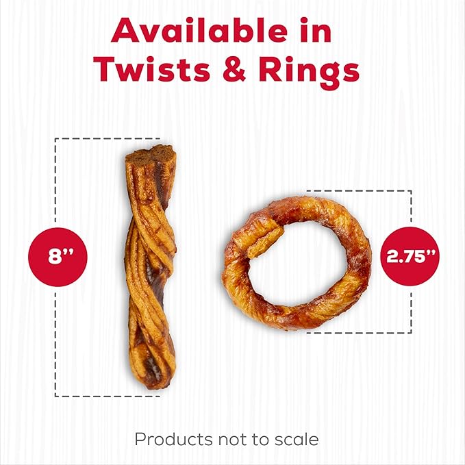 Country Kitchen Rawhide Free Beef Twists Dog Chews, Made with Real Beef, Highly Digestible, Gluten Free, 9 Count