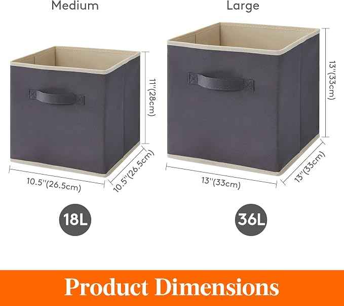 Lifewit Collapsible Fabric Storage Cubes Bins Set 11 Inch, Foldable Cubby