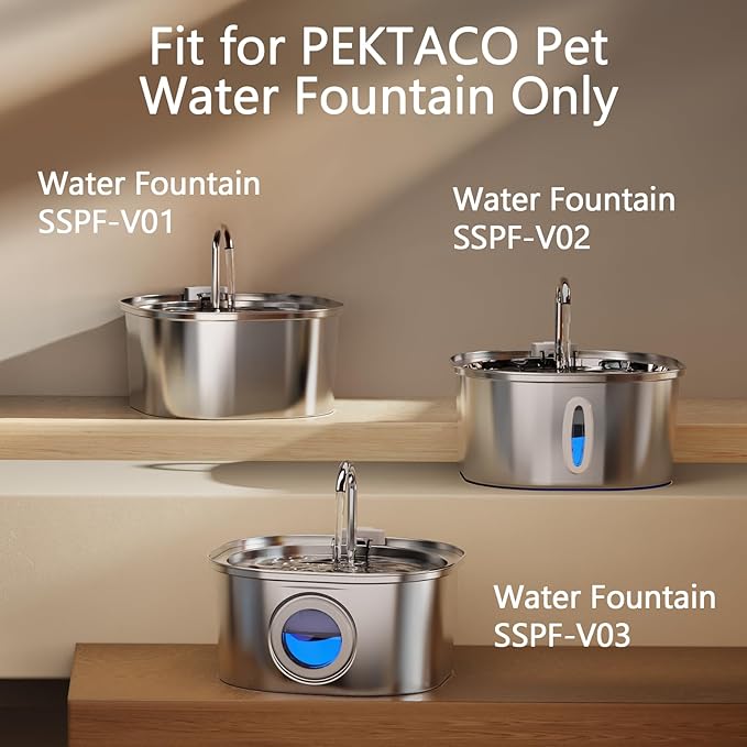 PEKTACO Cat Water Fountain Replacement Filters & Pre-Filter Sponges for 3.2L/108oz Automatic Pet Fountain, Dog Water Dispenser – 6 Pack Filters & 6 Pre-Filter Sponges