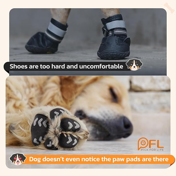Anti Slip Dog Paw Protector Pads for Senior Dogs, Paw Pads for Dogs Traction, Disposable Self Adhesive Paw Grips for Old Dog on Slippery Hardwood Floor, Black 12 Sets (48pcs) XXL (61-80lbs)