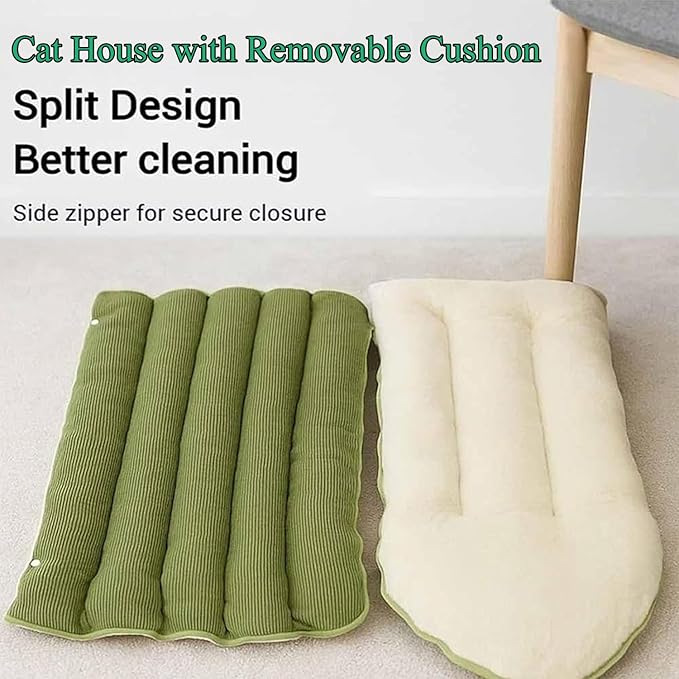 Expectation Cat Bed, Removable and Washable Winter Closed-Off Cat Bed, Soft Fluffy Warm Autumn/Winter Cats House, Washable Non-Slip Pet Sleeping Bag for Indoor Cats Small Dogs (G,Medium)