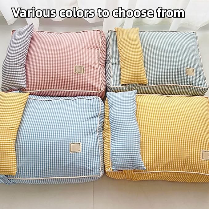 Dog Bed for Small Dogs, Dog Mattress with Pillow for Crate Kennel, Sofa Dog Bed, Super Soft Pet Bed for Medium, Small Dogs Breeds,Pet Bed Puppy Bed,Beds & Furniture (Yellow,Large)