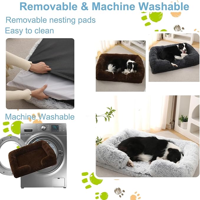 Dog Beds Large Sized dog Orthopedic, Sofa Dog Bed with Waterproof Lining and Nonskid Bottom, Rectangle Washable Dog Bed for Medium Small Dogs and Cats Comfortable ( Color : Brown1 , Size : 17 x 15" )