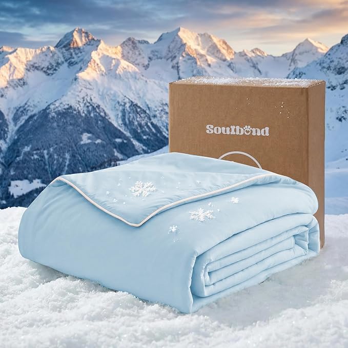 Soulbond Cooling Blanket for Medium Dogs - Q-MAX>0.45, Washable Cool Pet Cats Throw Blanket for Hot Weather, Self-Cooling Soft Dog Mat for Bed Crates Couch Sofa Cars(29"x40", Light Blue)