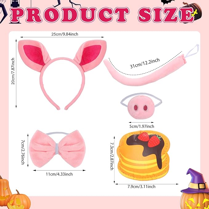 Book Character Costumes Set Reading Themed Ears Headband Tail, Brooch Animal Dress up for Adult Halloween Accessory