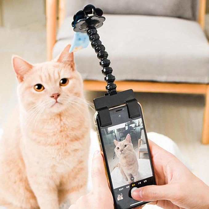 Dog Selfie Treat Clip, Rotatable Pet Selfie Stick Attachment, Stable Firm Plastic Clip for Smartphones - Adjustable Angle, Easy Installation, Ideal for Capturing Pets