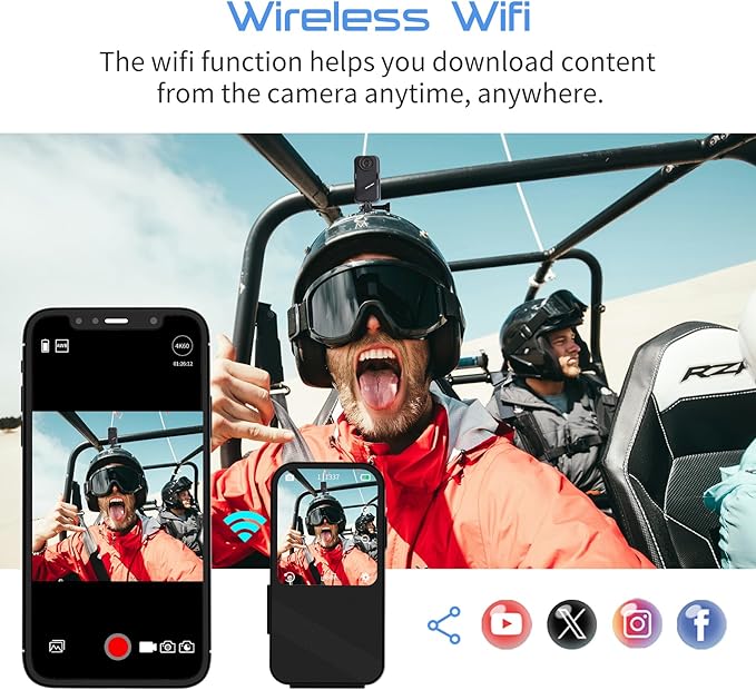 Apexcam K20 Action Camera 4K EIS Sports Camera 66FT Body Waterproof Camera Underwater Mini Action Cam, Touch Screen Helmet Camcorder WiFi with 64GB Card, 8XZoom, 2X1350mAh Batteries, Mount Kits