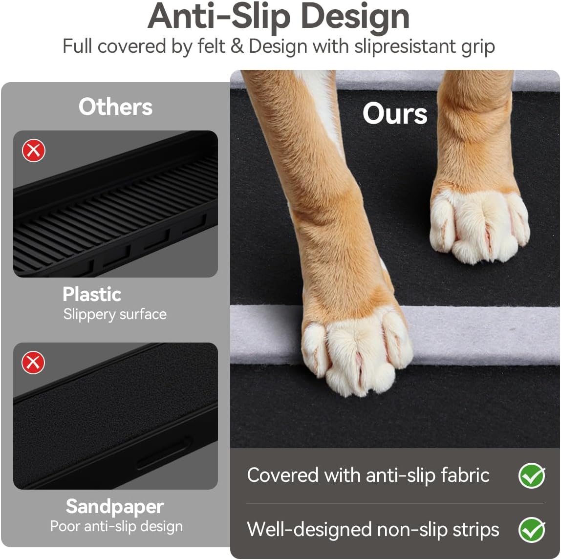 PawGiant Portable Dog Ramp for Bed, 39.4" L x 16.9" W Extra Wide Wooden Pet Ramp for Large Small Dogs, 5 Adjustable Heights from 14.5" to 26.3", Foldable Dog Ramp for Car Couch, Hold Up to 200LBS