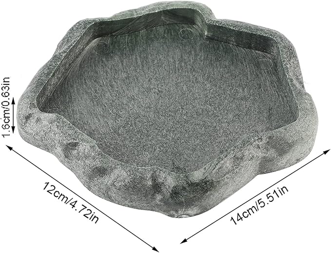 Ejoyous Reptile Rock Food Dish Water Bowl, Resin Terrarium Feeder Feeding Bowl for Tortoise Lizard Amphibian Hermit Turtles (S)