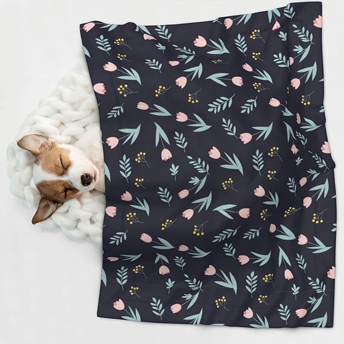 Pet Blanket for Couches and Beds, Shabby Chic Floral Tulips Flower Pink, Reversible Double Sided Plush Design with Soft Bumpy Texture and Smooth Surface, Furniture Protector