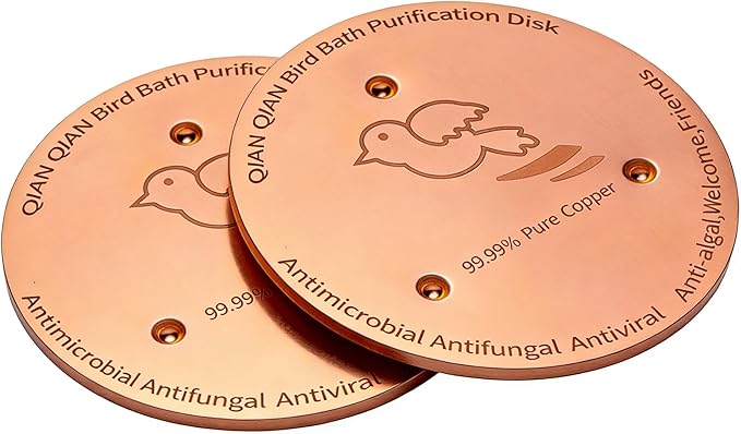 Bird Bath Copper Disk, Copper Bird Bath Purification Disk, Pure Copper Cleaning Disk with Triple-Point Support for Physical Safe Clean Water All-Season, Universal Fit for Outdoor Bird Baths & Bowls