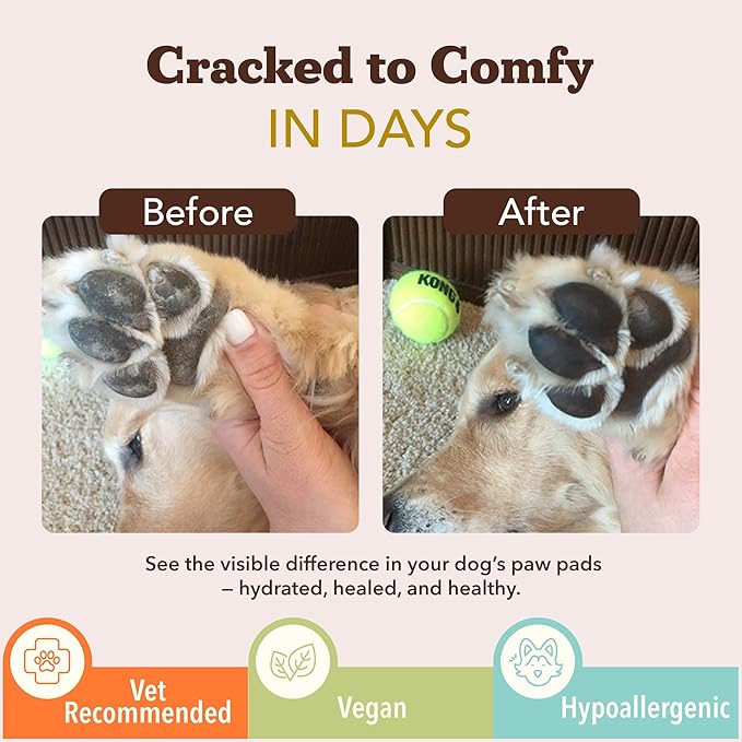 Natural Dog Company Paw Soother Balm & Wax for Dogs, Moisturizing Relief for Dry, Cracked Paws, Lick-Safe,Repairs & Heals, Protects Against Extreme Weather, Coconut Oil & Vitamin E, 1 oz Tin
