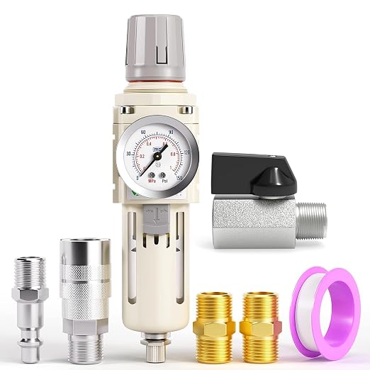 TAILONZ PNEUMATIC 1/2 Inch NPT White Air Filter Pressure Regulator Combo
