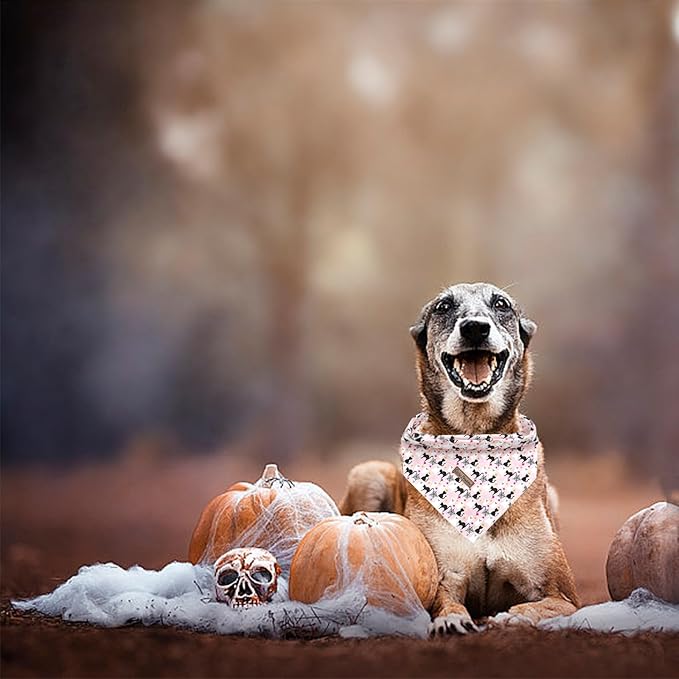 Dog Bandana, 1PC Ghost Print Dog Bandanas Halloween Bandanas Fall Bandanas Bibs Scarf Square Soft Dog Kerchief Pet Bandanas for Small Medium Large Dogs