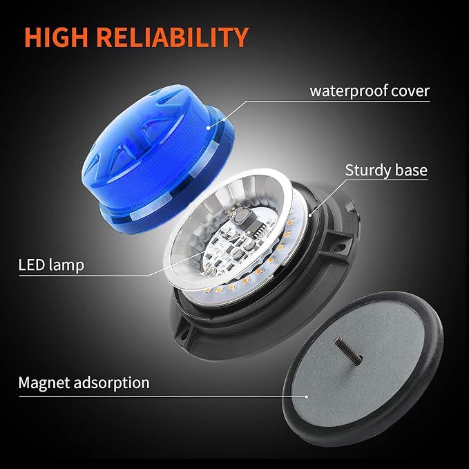 AUXMOTEC Blue Led Emergency Strobe Beacon Lights Bar