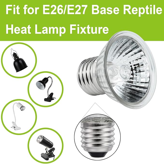 UVB UVA Reptile Light Bulb 25W Bulb for Reptiles and Amphibians Tanks, Turtle Bearded Dragon Lizard Cages Frogs Heat Lamp Replacement Bulb, 4 Packs