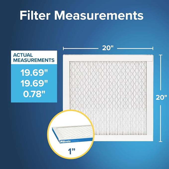 Filtrete 20x20x1 AC Furnace Air Filter, MERV 13, MPR 1900, Premium Allergen