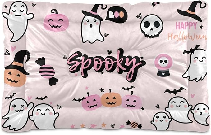 Pet Bed Halloween Ghost Dog Bed Mat Absorbing Non Slip Pad Pet Sleeping Mat for Small, Medium, and Large Dogs Puppy Cat 36 in x 24 in
