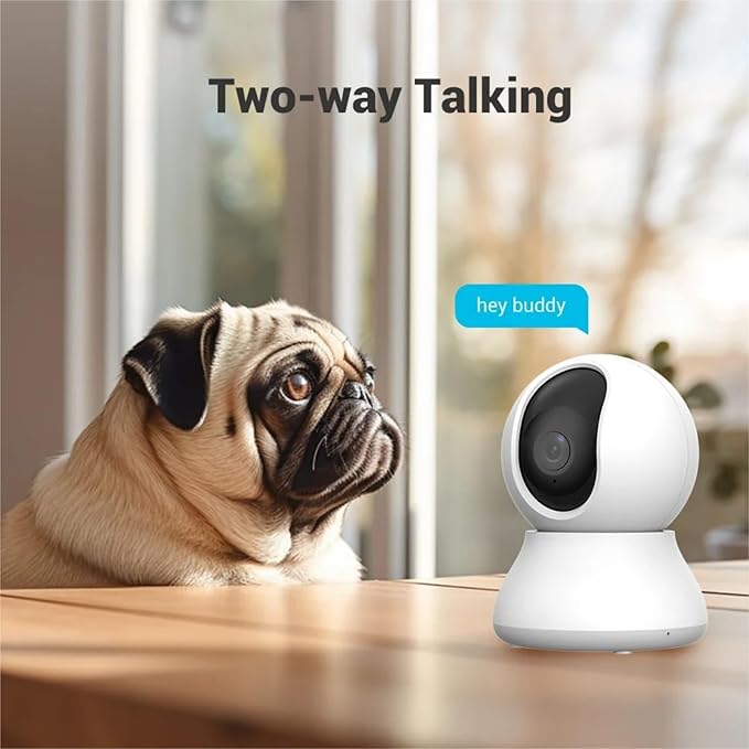 2.4G WiFi Indoor Camera 2K 3MP 360° PTZ Pet Dog IP CCTV Camera with Phone App 2-Way Talk Night Vision for Home Securi(EU Plug)
