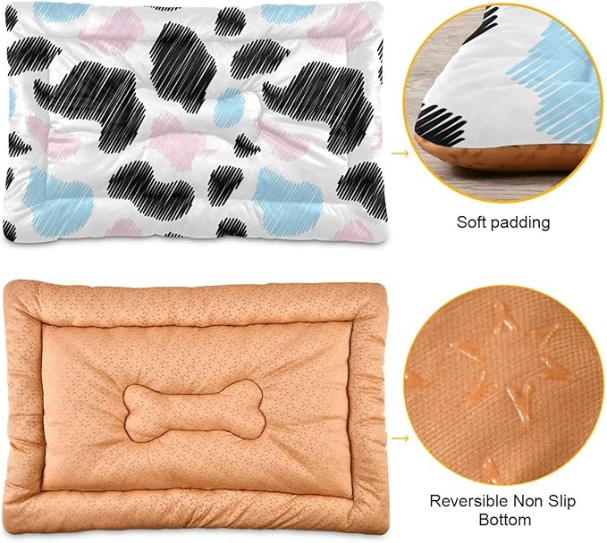 Pet Bed Milk Cow Print Dog Bed Mat Absorbing Non Slip Pad Pet Sleeping Mat for Small, Medium, and Large Dogs Puppy Cat 36 in x 24 in
