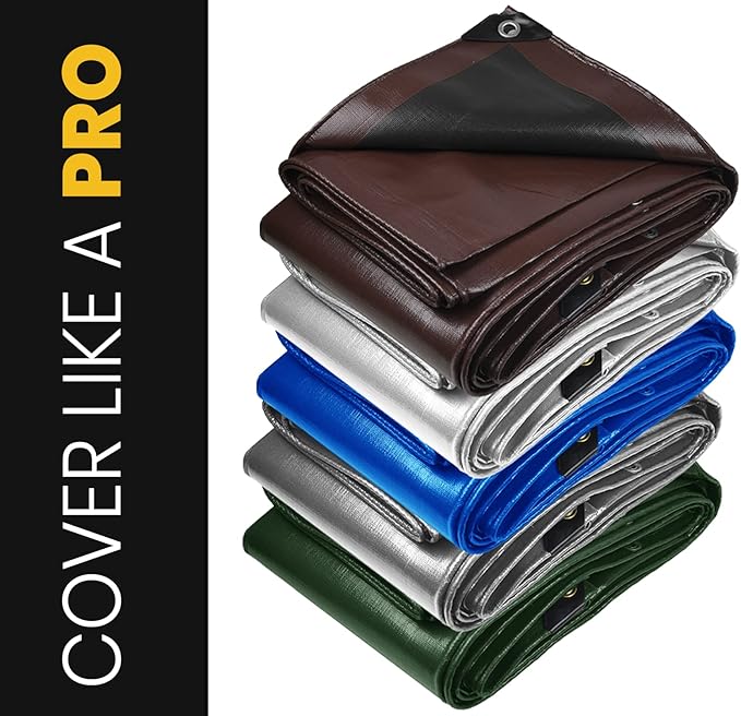 PROTARP Extra Heavy Duty 16 Mil Tarp Cover, Waterproof, UV Resistant, Rip and Tear Proof, Poly Tarpaulin with Reinforced Edges for Roof, Camping, Patio, Pool, Boat. (Blue 25′ X 40′)
