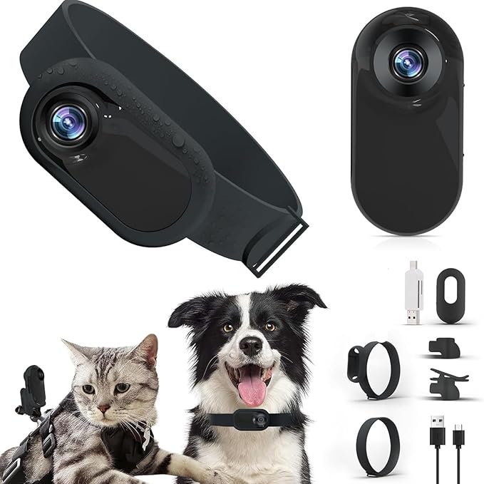 Cat Collar Camera, 1080P HD Pet Camera with Video Records, No Needed No APP, Dog Collar Camera for Indoor Outdoor Pet Supplies, 170° Wide Angle Lens, Lightweight Design