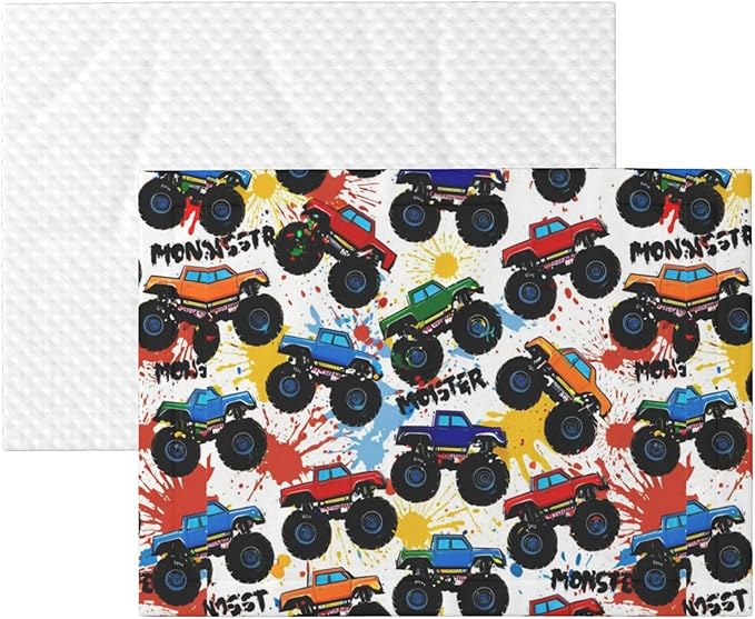 Pet Blanket for Couches and Beds, Grunge Monster Truck Car Art, Reversible Double Sided Plush Design with Soft Bumpy Texture and Smooth Surface, Furniture Protector