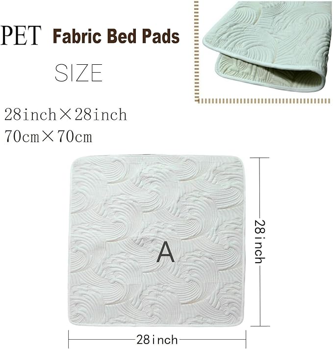 Washable Pet Pads for Small Dogs/Cats - 28" x 28", Multi-Layer Fabric Pet Mat Bed with Waterproof Backing Sofa Chair Cover Furniture Protector - Anti Cat Pee and Scratch, White