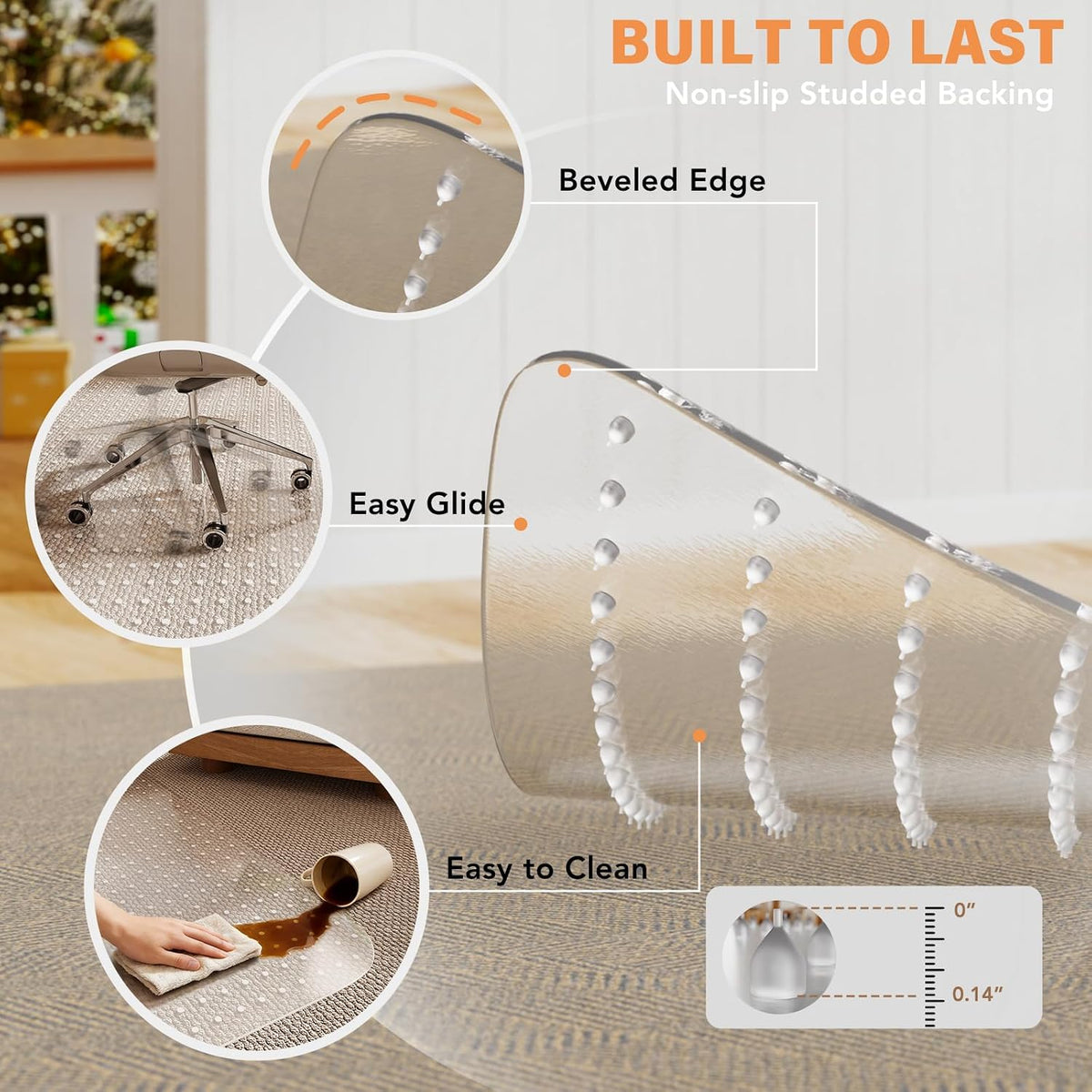Office Chair Mat for Carpet, 48" x 60" Clear Desk Chair Mat