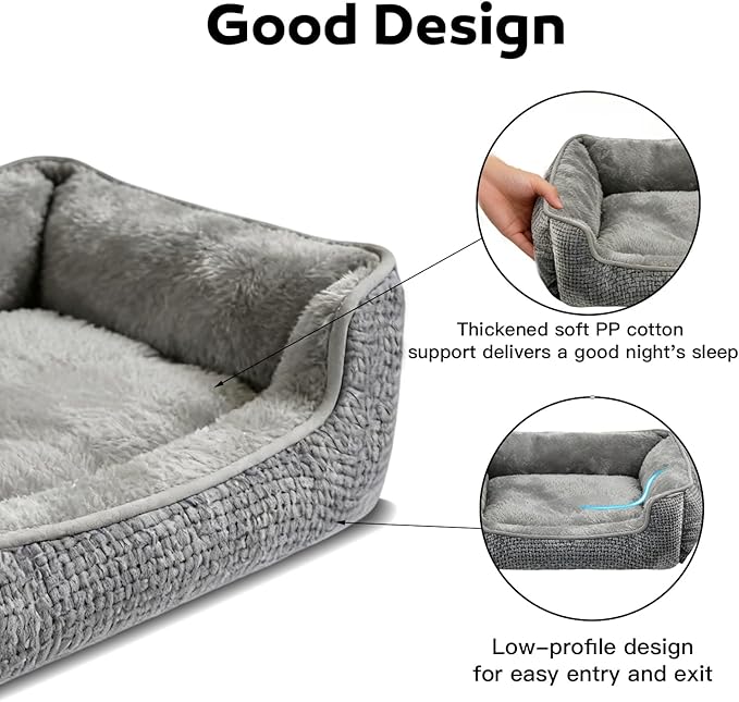 Dog Beds for Medium Small Large Dogs & Cats - Rectangle Orthopedic Washable Pet Bed with Non-Slip Bottom | Durable Calming Sofa for Indoor Cats & Puppies | Multiple Sizes & Breathable Design,Coffee,M