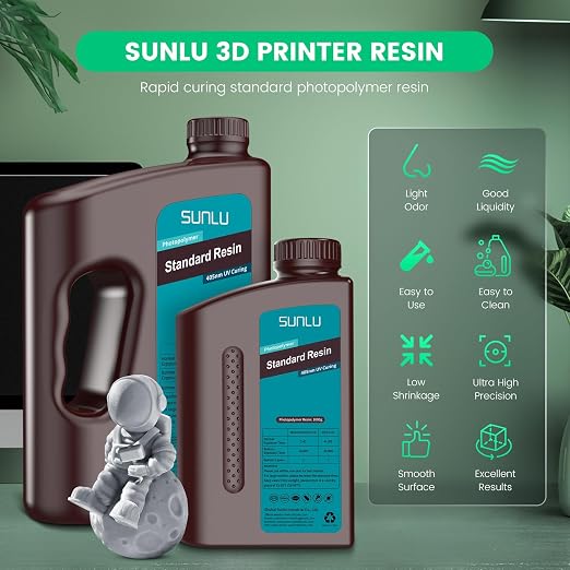 SUNLU 3D Printer Resin 2kg, Fast Curing Standard 3D Resin