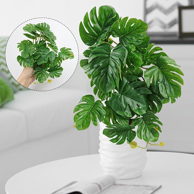 Artificial Reptile Plants for Terrarium, Amphibian Habitat Decor Artificial Hanging Plants (Turtle Leaf)