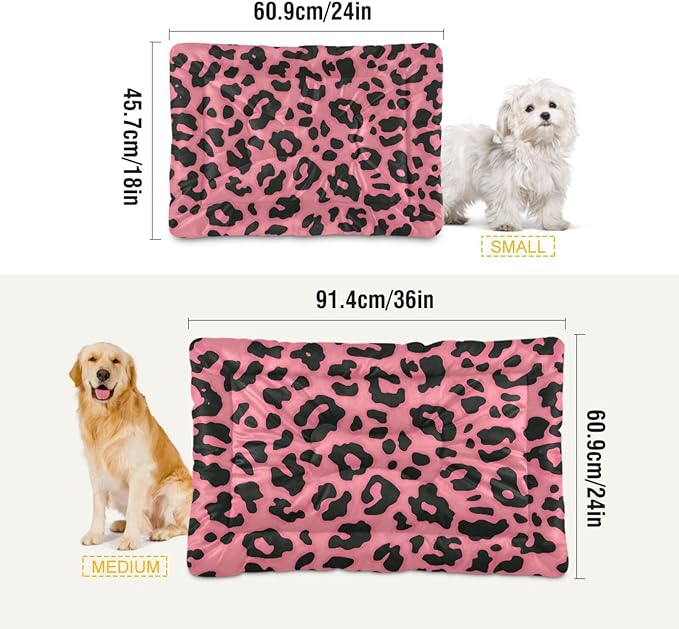 Pet Bed Pink Leopard Print Dog Bed Mat Absorbing Non Slip Pad Pet Sleeping Mat for Small, Medium, and Large Dogs Puppy Cat 36 in x 24 in