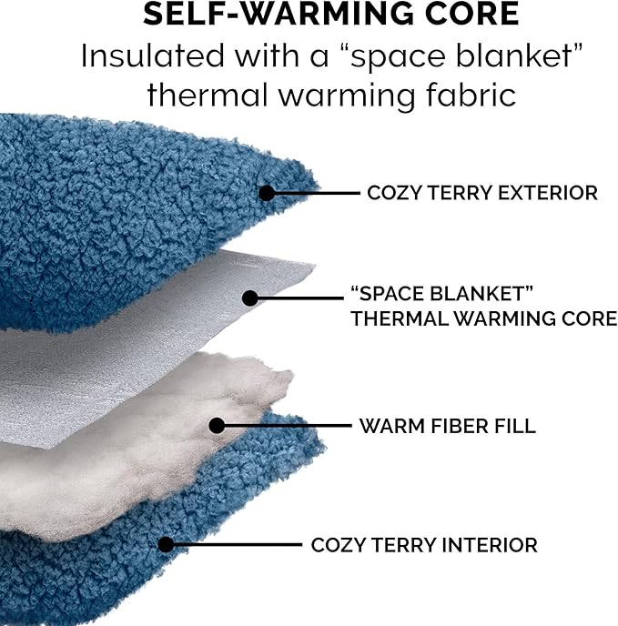 Furhaven 20" Round Self-Warming Pet Bed for Indoor Cats & Small Dogs, 100% Washable, For Pets Up to 20 lbs - Hi Lo Snuggle Terry Cuddler - Lake Blue, Small