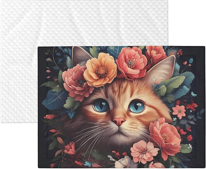 Waterproof Dog Blanket Soft Pet Blanket for Puppy, Fleece Cat Throw Blankets for Furniture Bed Couch Sofa Reversible - Flower Crown Cat
